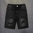 thumbnail image 6 of Boy's Jean Denim Shorts Jorts Ripped Destroyed High Frayed Distressed Long Shorts Bottoms 7-14Y Black, 6 of 9