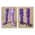 thumbnail image 7 of UngA Women'S Cowboy Boots Girl Women's Dicee Kitten Heel Knee High Boots Purple,5.5, 7 of 7