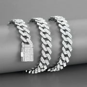 Rhinestone Paved Miami Rhombus Cuban Necklace Men Jewelry