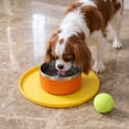 thumbnail image 6 of Round Silicone Pet Food Mat - Waterproof Dog & Cat Feeding Mat with High Lip to Prevent Spills & Protect Floors (Yellow, 7''Dia), 6 of 6