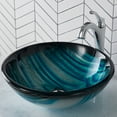 thumbnail image 2 of KRAUS 17-inch Blue Glass Nature Series Bathroom Vessel Sink and Arlo Faucet Combo Set with Pop-Up Drain, Chrome Finish, 2 of 9