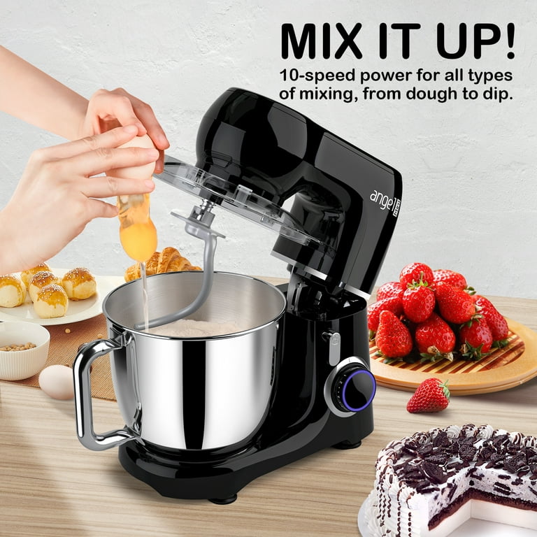 betalingsmiddel mord Solformørkelse Mini angel Stand Mixer,10+1 Speeds 5.5QT Kitchen Electric Mixer with DIY  Color Stickers,Tilt-Head Food Mixer with Dough Hook, Wire Whisk, Flat  Beater, Stainless Steel Bowl - Black - Walmart.com