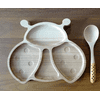 Wooden Toddler Plates, Toddler Feeding Divided Plates, Kids Plates/Utensils, Eco-Friendly, Handcrafted Dinnerware, LadyBug