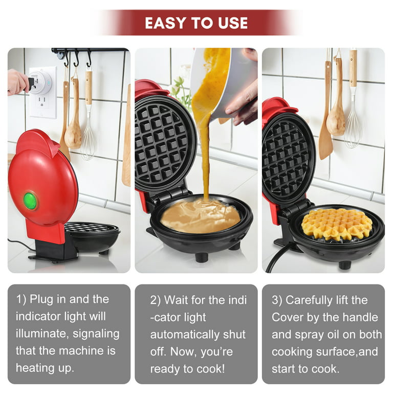  DASH Mini Maker Waffle Maker + Griddle, 2-Pack Griddle + Waffle  Iron - Red: Home & Kitchen