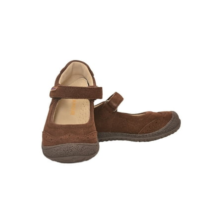 - L'Amour Girls Brown Suede Brogue Detail Flexible Sole Mary Jane Shoes