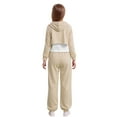 thumbnail image 2 of Haitryli Big Girls Long Sleeve Cropped Hoodie Sleeveless Tank Tops with Sweatpants Set 3 Piece Workout Clothes Set Khaki 3-4, 2 of 7