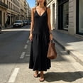 thumbnail image 6 of Sundresses for Women Summer Smocked Cami Maxi Dresses Spaghetti Strap V Neck Flowy Long Beach Vacation Dress, L, 6 of 6