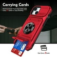 thumbnail image 2 of Designed for iPhone 11 Card Holder Case with 360°Rotatable Ring Holder Kickstand,2-Layer Heavy Duty Shockproof Rugged Hybrid Hard PC Soft Rubber Case For iPhone 11, Red, 2 of 7