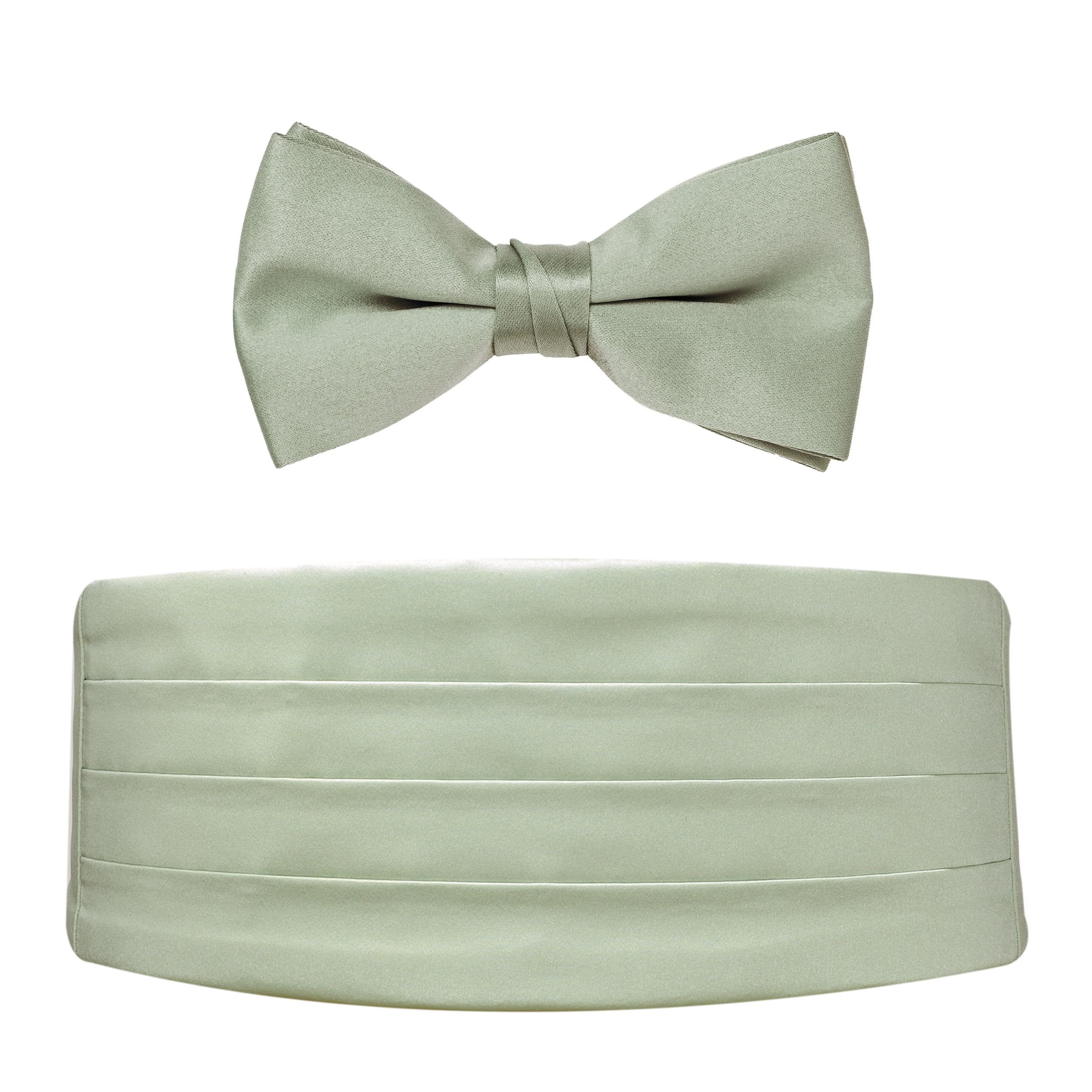 Sage Green Satin Bow Tie & Cummerbund Set