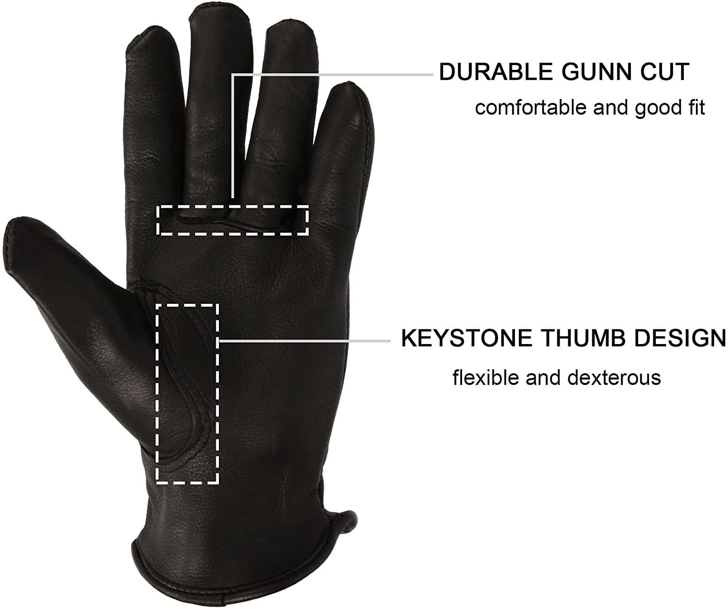 MEN`S FULL GRAIN BLACK DEERSKIN GLOVES LINED 40 GRAM 3M THINSULATE{3XL}