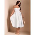 thumbnail image 5 of Elegant White Spaghetti Strap Fit & Flare Midi Dress For Party, Evening, Or Sophisticated Daywear, 5 of 7