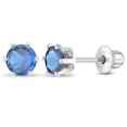 thumbnail image 1 of 925 Sterling Silver 4mm Round CZ Prong Set Screw Back Earrings Girls Teens, 1 of 7