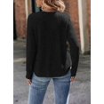 thumbnail image 4 of Womens Casual Crew Neck Shirt Lace Patchwork Blouses Pullover Sweaters Solid Color Long Sleeve Tunic Tops Black XXL, 4 of 5