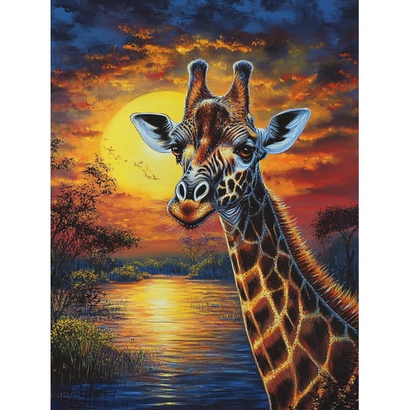 DIY Giraffe 11CT Pre-Printed Cross Stitch Kit for Adults & Beginners, Easy Needlepoint Pattern for DIY Home Décor & Crafts 415