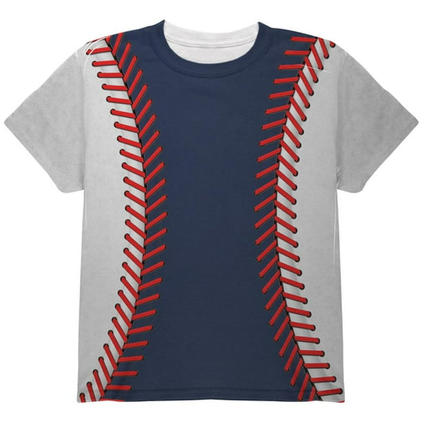 Old Glory Baseball League Navy Blue and White All Over Youth T Shirt