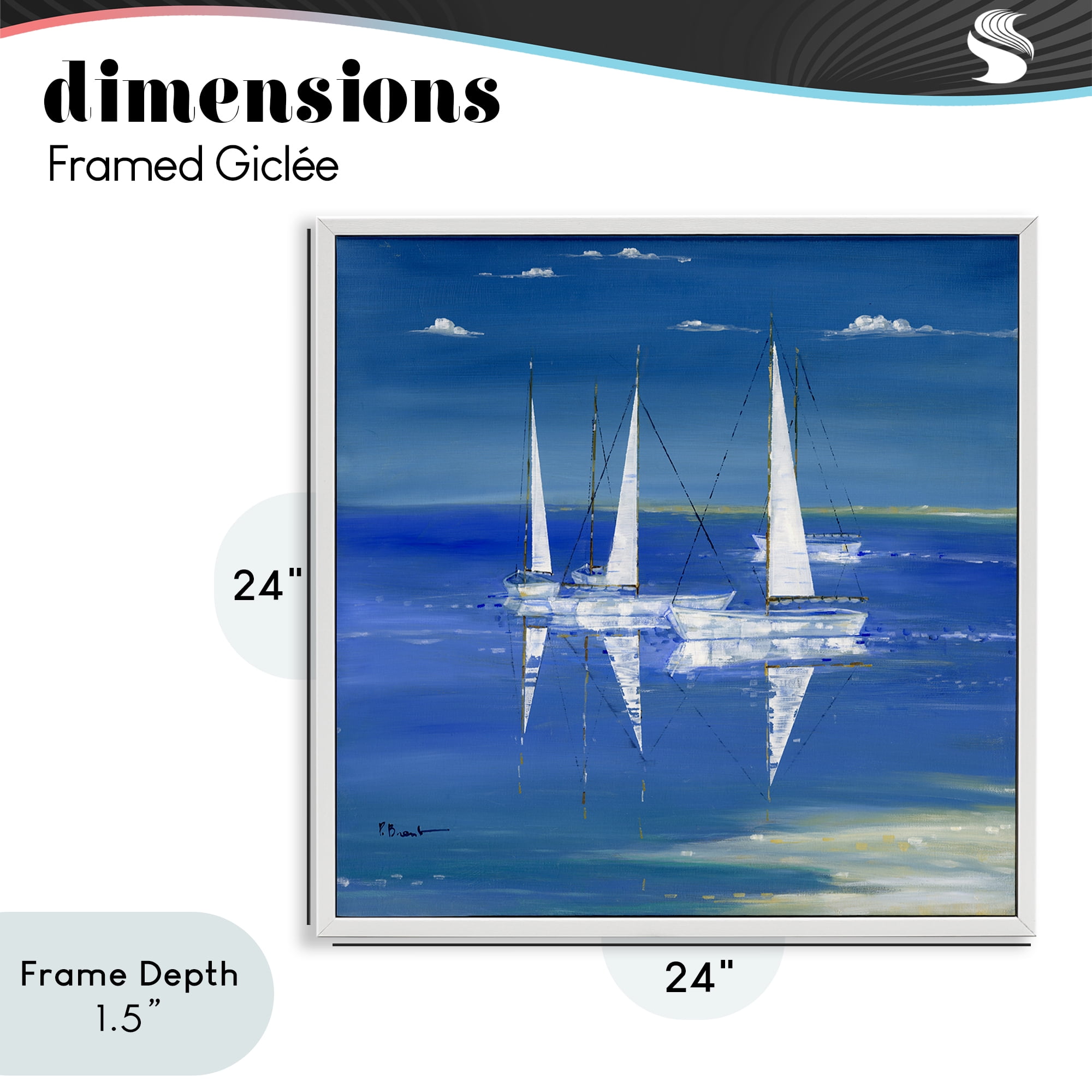 Stupell Industries Serenity Sailboats Reflected on Water White Framed Giclee Art, design by Paul Brent