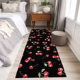 thumbnail image 5 of 2x6 Kitchen Runner Rug, Cherry Rustic Non-Skid Rubber Backing Large Rectangle Rugs - Living Room Bedroom Home Office, Spring Summer Tropic Fruit Black Indoor Floor Mat Carpets Washable Rug, 5 of 9
