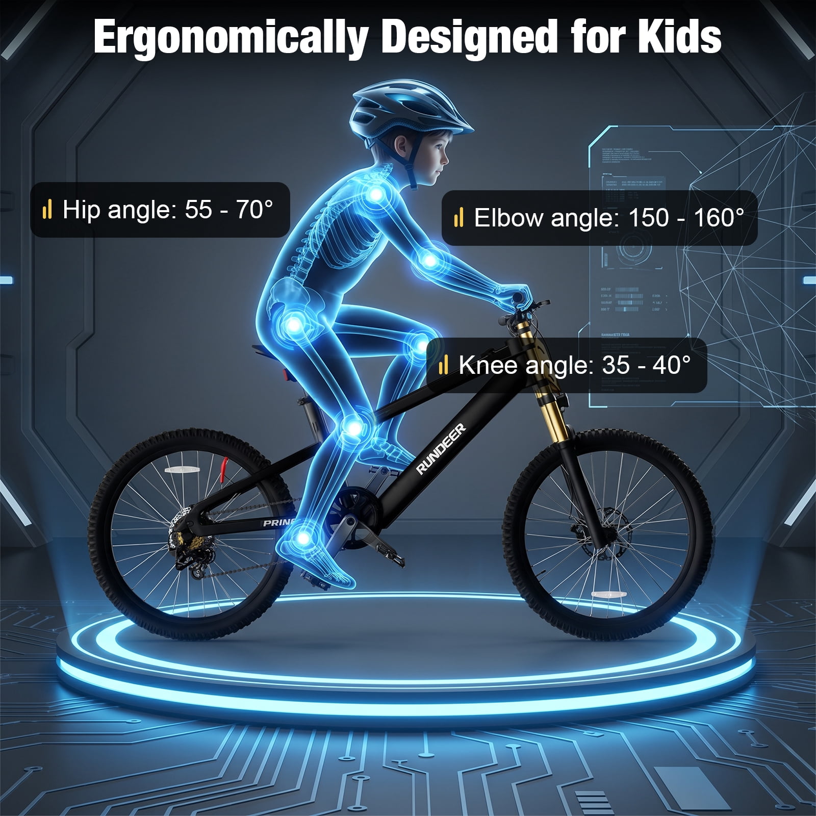 RUNDEER 20'' Electric Bike for Kids Age 6-13, Ebike for Kids, 20MPH, 32 Miles Range, 250W, 48V/20Ah, 2849 by TÜV Certified, 1-Year Warranty, As a Gift for Birthday, Black