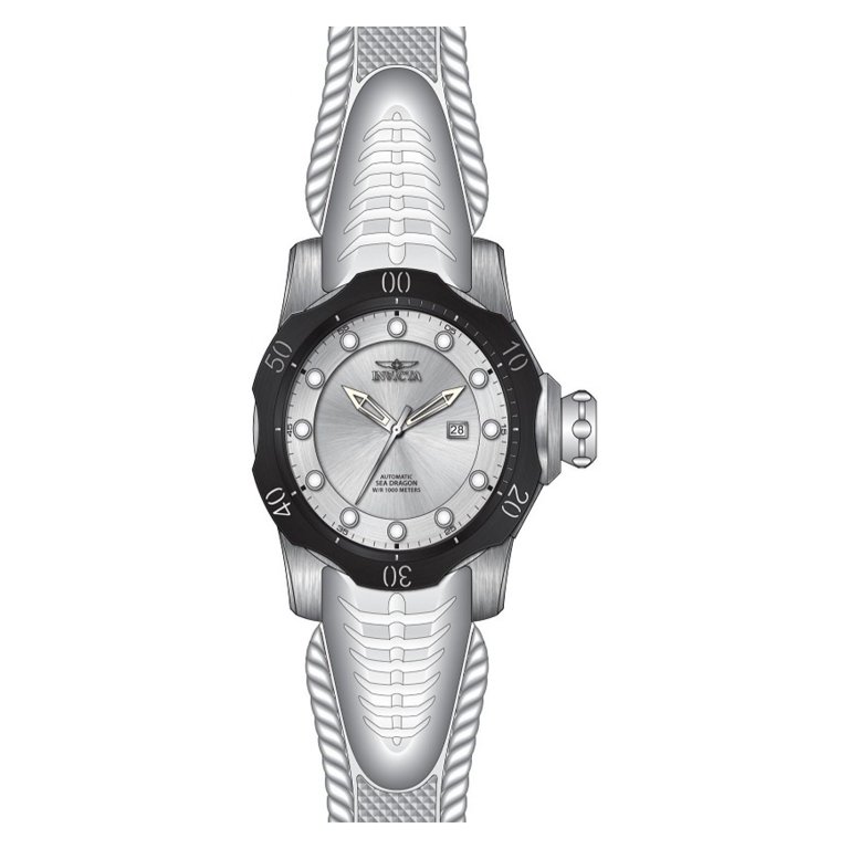Invicta Men's 19304 Venom Sea Dragon Silver Dial White Rubber