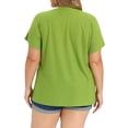 thumbnail image 3 of GRACE & GRANDEUR Women's Plus Size Easter Tops Textured Panel Front Crew Neck Solid Blouse Raglan Sleeve Loose Casual Blouses Top 1X Olive Green, 3 of 6