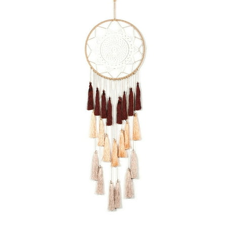 

Ameiqe Hand-Woven Dream Catcher Pendant Romantic Boho Tassel Hanging Ornament for Home Bedroom Living Room Decoration(Brown Yellow)