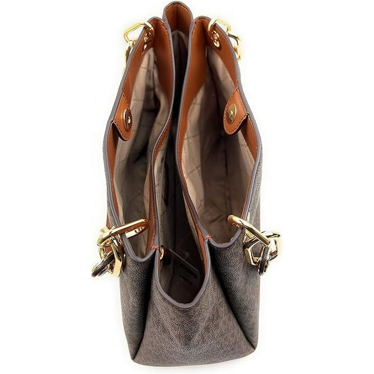 Michael Kors Womens Trisha Large Logo Shoulder Bag Brown