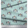 thumbnail image 2 of Soimoi Green Rayon Fabric Feather & Elk Mount Face Print Fabric by Yard 42 Inch Wide, 2 of 5