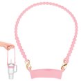 thumbnail image 1 of Mango de botella de agua, portabebidas de silicona portátil de 15.7 pulgadas, soporte con correas para Stanley Cup / la mayoría de las tazas de 8-40 oz [Rosa], 1 of 7