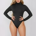 thumbnail image 2 of YFELWZ Combinaison à Col Roulé à Manches Longues pour Femme Grande Taille, Coupe Ajustée, Couleur Unie, Extensible, Tenue Décontractée, Occasions, Noir m, 2 of 9