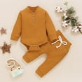thumbnail image 2 of Diufon Newborn Baby Boy Girl Clothes Outfits Infant Knitted Long Sleeve Bodysuit and Drawstring Pants Sets, 2 of 7