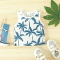 thumbnail image 4 of LNMQLPDBS Toddler Boy Sets Tropical Botanical Print Summer Vest and Shorts Sets Unisex Baby Cute Beach Outfits Girls' Short Sets Kids Casual Soft Tank Top Shorts Sets Blue 18-24 Months, 4 of 9