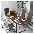 thumbnail image 5 of 71 Inches Executive Table, Oval Home Office Table with Cable Management Hole & Metal Frame, Seminar, Conference Table for 10 People, Large Business Furniture for Meeting Room, 5 of 8