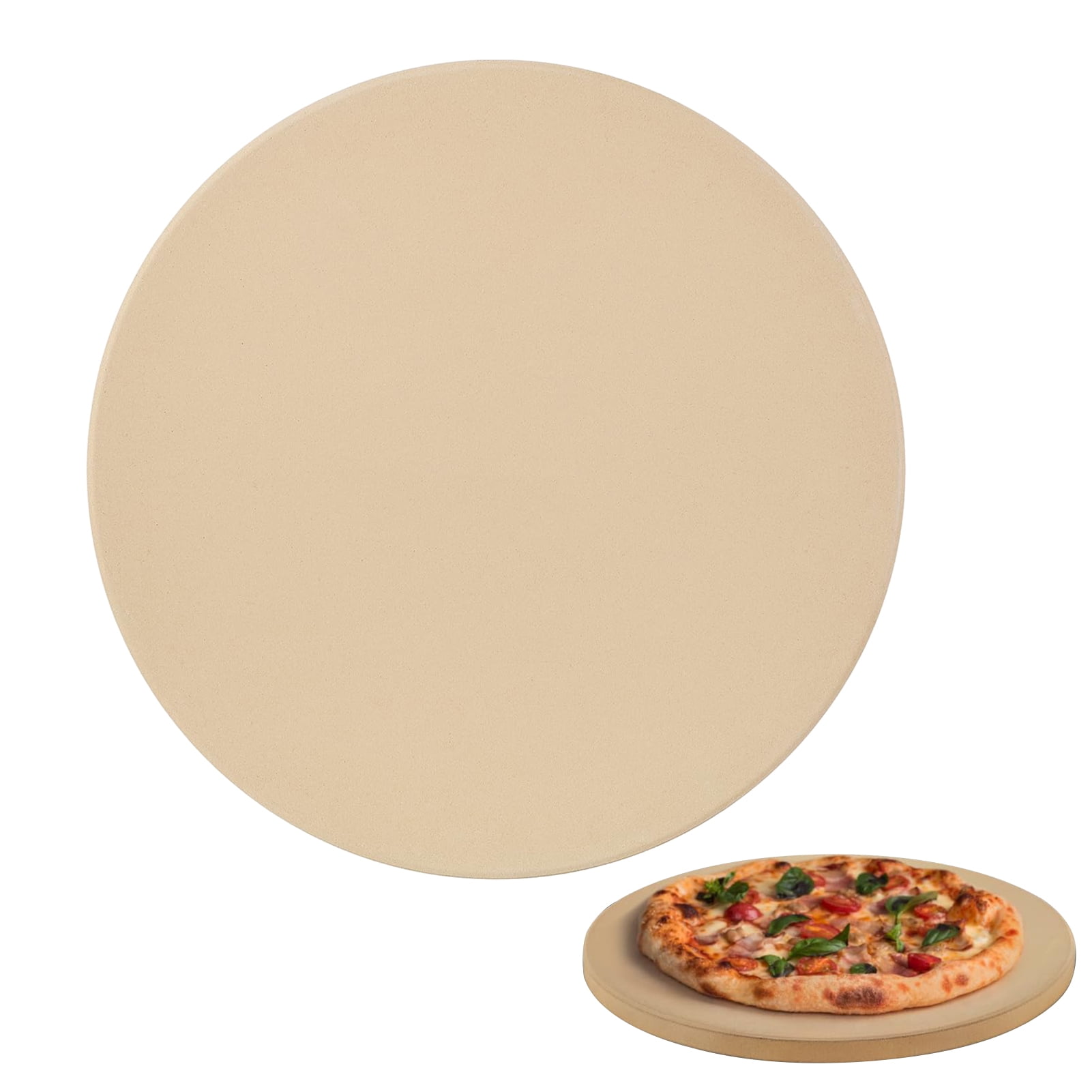 Homelife Cordierite Pizza Stone for Oven And Grill Square Baking Sheet Thermal Shock Resistant Cooking Stone Multi-Purpose Round Pizza Pan for Pizza Bread Biscuits