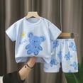 thumbnail image 2 of KPOPLK Children's Short Sleeved Suits Pure Cotton Boys' Clothes Girls' T Shirts Baby Summer Clothes carters boys 24 months clothes(5-6 Years,Sky Blue), 2 of 3