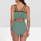 thumbnail image 3 of Bikini de Mujer Trajes de Baño Bikini con Ruffles Conjunto con Sujetador Acolchado Extraíble, Pantalones Cortos de Cintura Alta para la Playa, 3 of 3