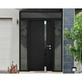 thumbnail image 3 of Front Exterior Prehung Steel Door / Cynex 6777 Black / 2 Side and Top Exterior Window / Stainless Inserts Single Modern Painted-W16+36+16" x H80+16"-Left-hand Inswing, 3 of 7