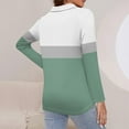 thumbnail image 4 of WTOBBY Women's Retro Print Polo Shirt - Long Sleeve Casual V-Neck Zipper Detail Tops for Women, Spring Fall Fashion Comfort Stretch Fabric,Mint Green M, 4 of 7
