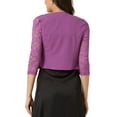 thumbnail image 3 of INSPIRE CHIC Valentine's Day Women's Floral Lace Shrug Top 3/4 Sleeve Open Front Work Office Cardigan Formal Bolero S Purple, 3 of 6