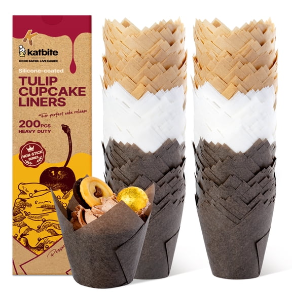 Katbite 200PCS Multi- Color Tulip Cupcake Liners Muffin Baking Cups