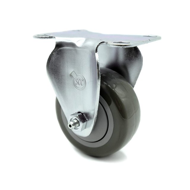 Polyurethane Top Plate Rigid Caster with 3 Inch Gray Wheel - 300 lbs. Capacity Per Caster - Service Caster Brand