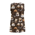 thumbnail image 5 of FUIALDOLG Brown Coffee Theme Sleeveless Shirt for Women Summer Casual V Neck Sleeveless Pleated Shirt Loose Fit Basic Tee Athletic Running Yoga Tops,M, 5 of 7