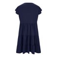 thumbnail image 6 of Patlollav Womens Large Round Neck Doll Solid Color Fold Wooden Ear Double Pocket Dress, 6 of 6