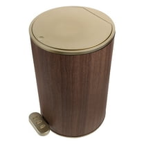 OUNONA Step-On Pedal Bathroom Trash Can with Dual Opening Lid, Light Brown Plastic Waste Bin Container