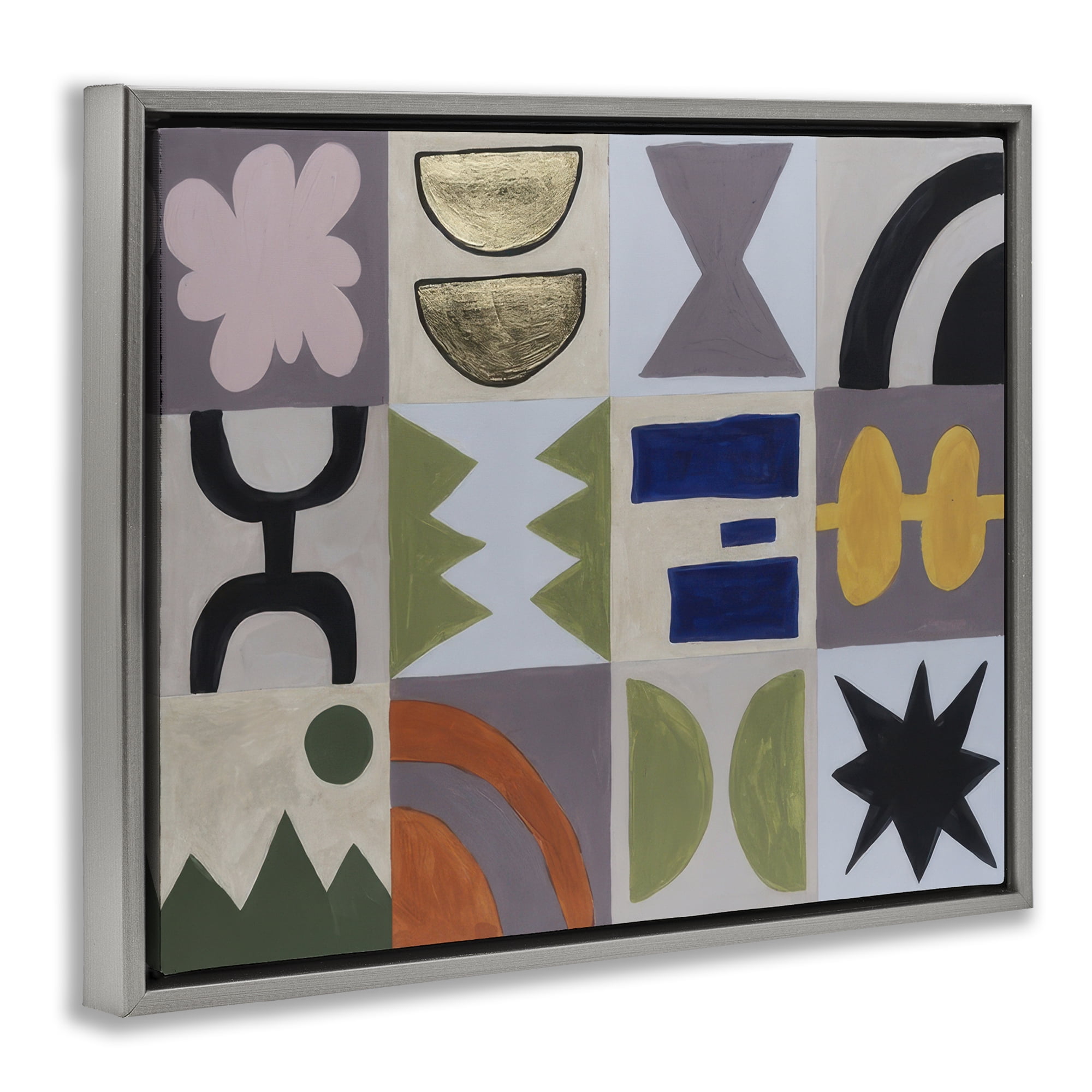 Stupell Industries Contemporary Nature Patterns Abstract Painting Gray Floater Framed Canvas Art Print Wall Art, 21 x 17