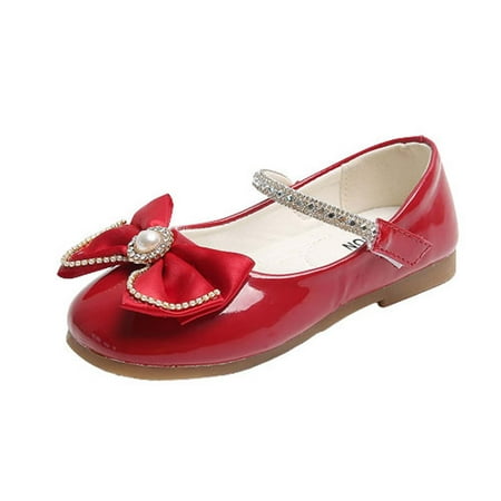 

Honeeladyy Baby Girl Children s Princess Bow-knot Shoes Soft-soled Anti-collision Soft-soled Small Leather Shoes