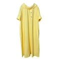 thumbnail image 2 of Antinious Summer Dresses for Women,Womens Dresses for Party,Plus Size Dresses for Curvy Women Solid Short Sleeved Casual Loose Beach Dress,Yellow,XXXXL, 2 of 5