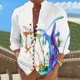 thumbnail image 3 of Camisas De CompresióN Para Hombre Camiseta de manga larga con estampado 3D digital y cuello levantado con botón de ocio junto al mar para hombre (Blue, 3XL), 3 of 4