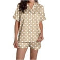 thumbnail image 4 of Betivan Womens Pajamas Set Floral Plaid Print, Notch Collar Soft Pajamas for Women Shorts Set, Summer Button Down 2 piece Women Pjs, 4 of 7