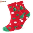 thumbnail image 3 of Spencer 4 Pairs Christmas Fuzzy Crew Socks Cute Coral Fleece Warm Cozy Socks Holiday Slipper Sockings for Women Girls, 3 of 8