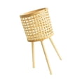 thumbnail image 3 of Soporte de jardinera tejida de bambú nórdico en patas de madera Soporte de jardinera con soporte para sala de estar Decoración interior Medio Sunnimix Soporte para macetas, 3 of 6